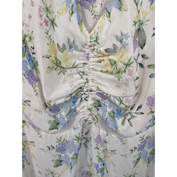 NWT The Kooples Floral Shirred Puff-Sleeve Mini Dress XS - Picture 10 of 10